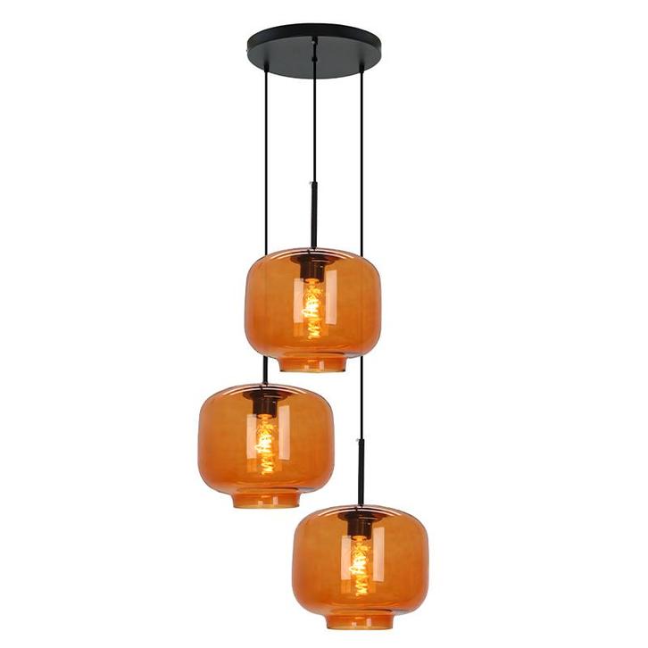 Retro hanglamp bruin, Anniek, Huis en Inrichting, Lampen | Hanglampen, Nieuw, Glas, 75 cm of meer, Ophalen of Verzenden