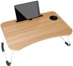 Laptoptafel inklapbaar met beker en tablethouder - lichtbrui, Verzenden, Nieuw