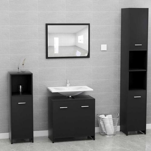 vidaXL Badkamermeubelset bewerkt hout zwart, Huis en Inrichting, Badkamer | Badkamermeubels, Nieuw, Verzenden