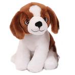 Eco Knuffel Puppie Hond Bruin-Wit - Geborduurde Ogen - 16 cm, Ophalen of Verzenden, Nieuw