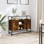 vidaXL Dressoir met glazen blad 98x35x81 cm hout gerookt, Huis en Inrichting, Kasten | Dressoirs, Verzenden, Nieuw, 50 tot 100 cm