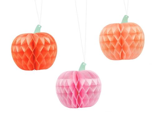 Halloween Honeycombs Pompoen 24cm 3st, Hobby en Vrije tijd, Feestartikelen, Nieuw, Verzenden