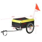 Fiets aanhangwagen fietskar 130x65x50 cm geel en zwart, Fietsen en Brommers, Fietsaccessoires | Overige Fietsaccessoires, Nieuw