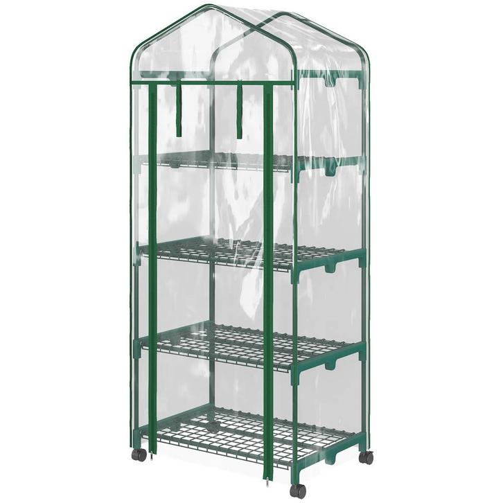 TRUUSK Broeikas Met Rol - 4 Planken - Folie Met Stalen Frame, Tuin en Terras, Tuintafels, Nieuw, Verzenden