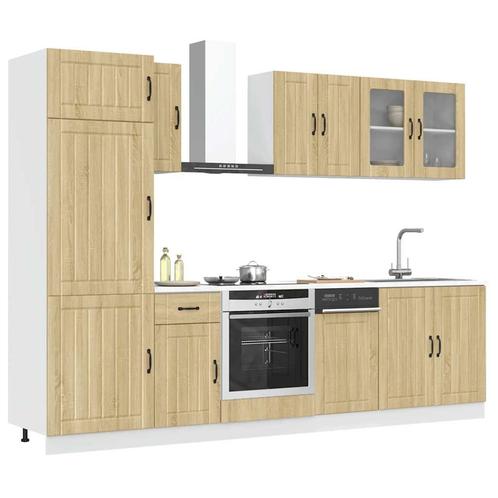 vidaXL 8-delige Keukenkastenset Lucca bewerkt hout sonoma, Huis en Inrichting, Keuken | Keukenelementen, Bruin, Nieuw, Verzenden