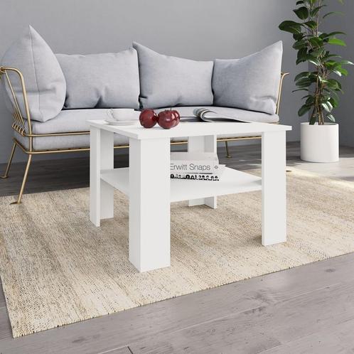 vidaXL Salontafel 60x60x42 cm bewerkt hout wit, Huis en Inrichting, Tafels | Salontafels, 50 tot 100 cm, Nieuw, Overige houtsoorten
