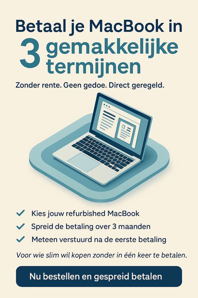 Betaal je MacBook in 3 gemakkelijke termijnen, Computers en Software, Apple Macbooks, Refurbished, MacBook Pro, Ophalen of Verzenden