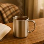 RVS Koffiemok met Deksel – 350ml, Huis en Inrichting, Keuken | Tupperware, Verzenden, Nieuw