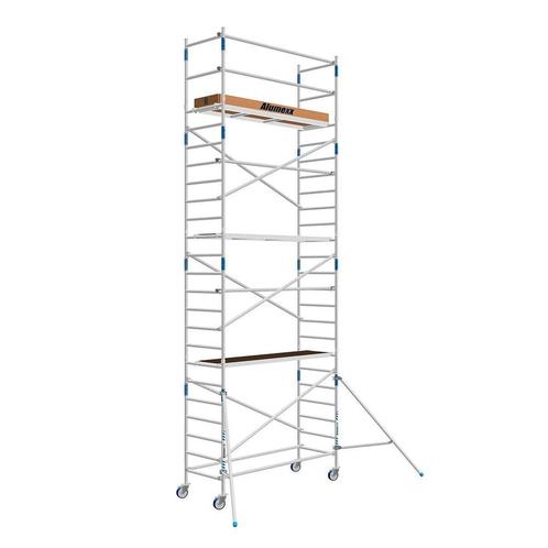 Tweedehands rolsteiger Alumexx 90x190 8,2m werkhoogte, Doe-het-zelf en Verbouw, Steigers, Rolsteiger of Kamersteiger, Zo goed als nieuw