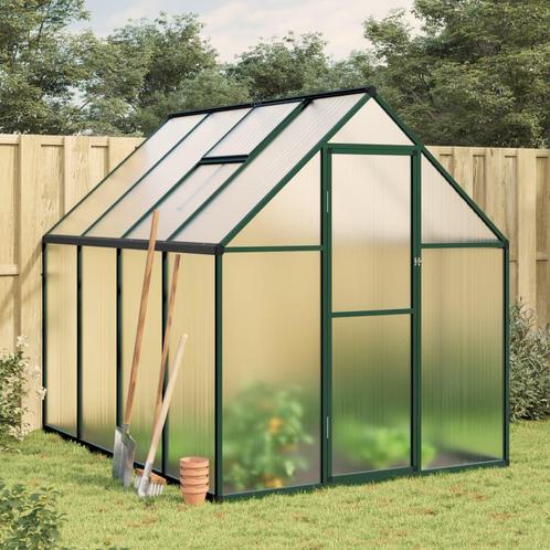 vidaXL Tuinkas met basisframe 224x169x195 cm aluminium groen, Tuin en Terras, Kassen, Nieuw, Verzenden