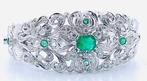 Armband - 18 karaat Witgoud Smaragd - Diamant, Nieuw
