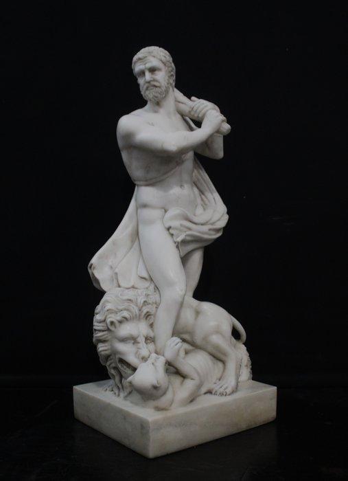 sculptuur, Ercole e il Leone - 67 cm - Carrara marmer, Antiek en Kunst, Antiek | Keramiek en Aardewerk