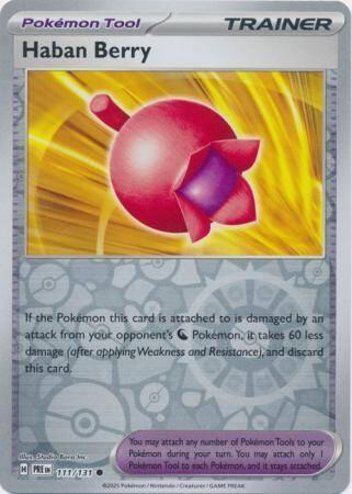 Haban Berry 111/131 reverse holo Prismatic Evolutions, Hobby en Vrije tijd, Verzamelkaartspellen | Pokémon, Losse kaart, Nieuw