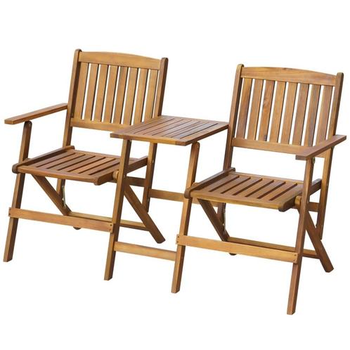 vidaXL Tuinbank met theetafel inklapbaar 140 cm massief, Tuin en Terras, Tuinbanken, Nieuw, Hout, Verzenden