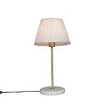 Retro tafellamp messing met Plisse kap wit 25 cm - Kaso, Huis en Inrichting, Lampen | Tafellampen, Nieuw, Overige materialen, Retro
