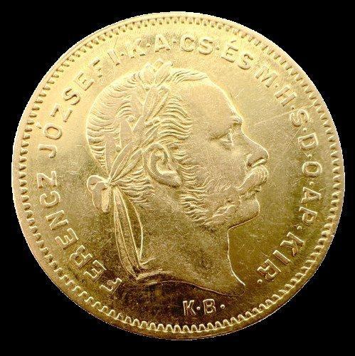 Hongarije. 10 Francs/4 Forint 1878-KB Franz Joseph I (Zonder, Postzegels en Munten, Munten | Europa | Niet-Euromunten