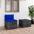 vidaXL 2-delige Loungeset met kussens pallet massief, Tuin en Terras, Verzenden, Nieuw, 2 zitplaatsen, Loungeset