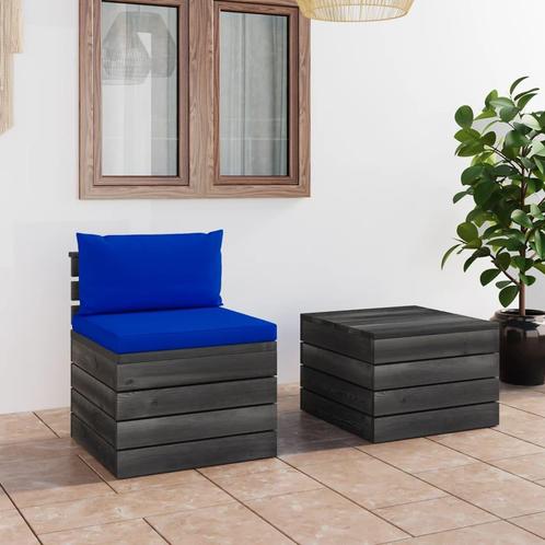 vidaXL 2-delige Loungeset met kussens pallet massief, Tuin en Terras, Tuinsets en Loungesets, Loungeset, Nieuw, 2 zitplaatsen