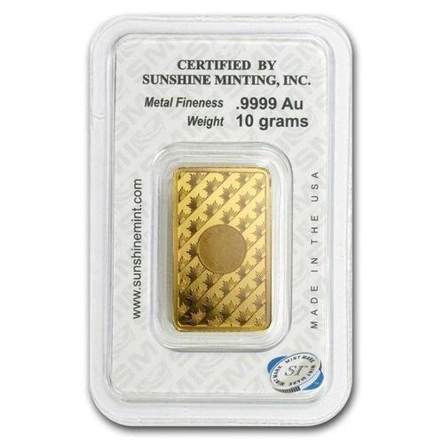 10 gram - Goud .999 - 10 Gram 9999 Sunshine Minting Fine, Postzegels en Munten, Edelmetalen en Baren