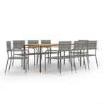 vidaXL 9-delige Tuinset poly rattan antracietkleurig, Nieuw, 8 zitplaatsen, Tuinset, Verzenden