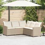 vidaXL Loungebank met kussens L-vormig poly rattan beige, Verzenden, Nieuw, Rotan, Loungeset