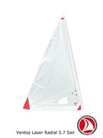 Ventoz Laser Radial Zeil (5.7 m2) - wit met rode hoeken, Watersport en Boten, Verzenden, Nieuw, 3 tot 6 meter, Minder dan 15 m²