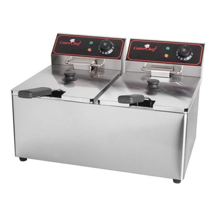 Dubbele friteuse | 2 x 8L | EGO thermostaat CaterChef, Zakelijke goederen, Horeca | Keukenapparatuur, Verzenden