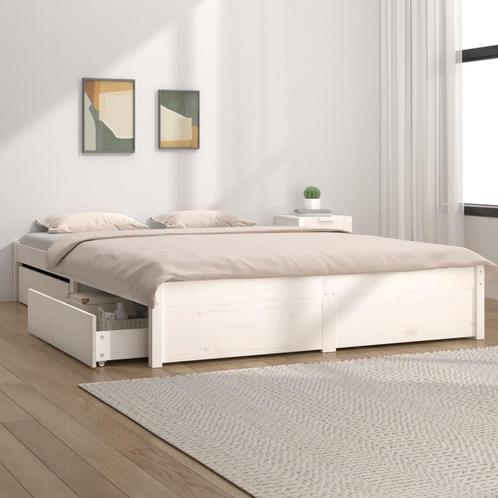 vidaXL Bedframe met lades wit 160x200 cm, Huis en Inrichting, Slaapkamer | Bedden, 160 cm, 200 cm, Wit, Tweepersoons, Nieuw, Hout