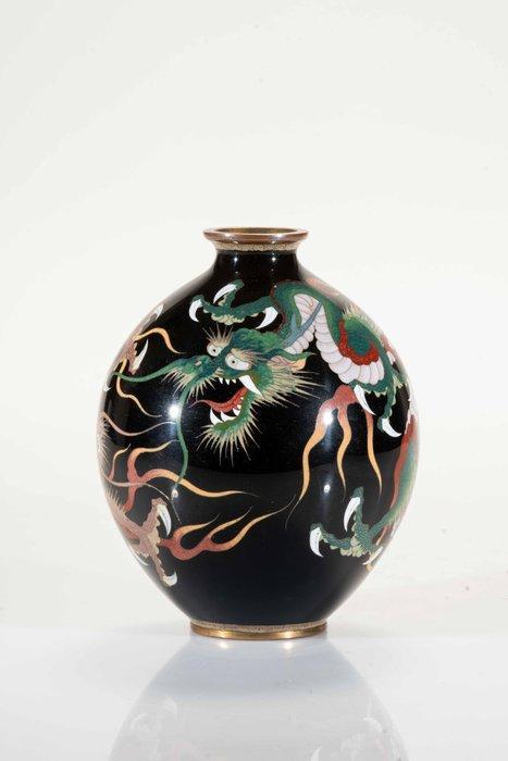 Vaas - Emaille, Zilver, Een cloisonné vaas met zilverdraad, Antiek en Kunst, Antiek | Overige Antiek