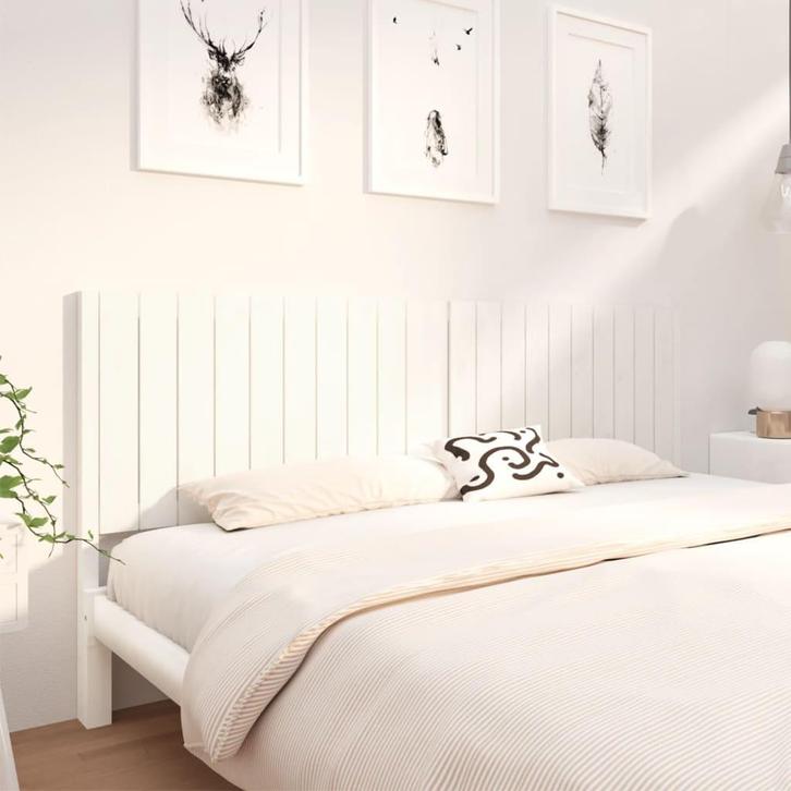 vidaXL Hoofdbord 205,5x4x100 cm massief grenenhout wit, Huis en Inrichting, Slaapkamer | Bedden, Wit, Nieuw, Hout, Verzenden