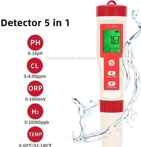 Multifunctionele 5-in-1 Water Tester – Nauwkeurige Meting, Dieren en Toebehoren, Vissen | Aquaria en Toebehoren, Nieuw, Verzenden
