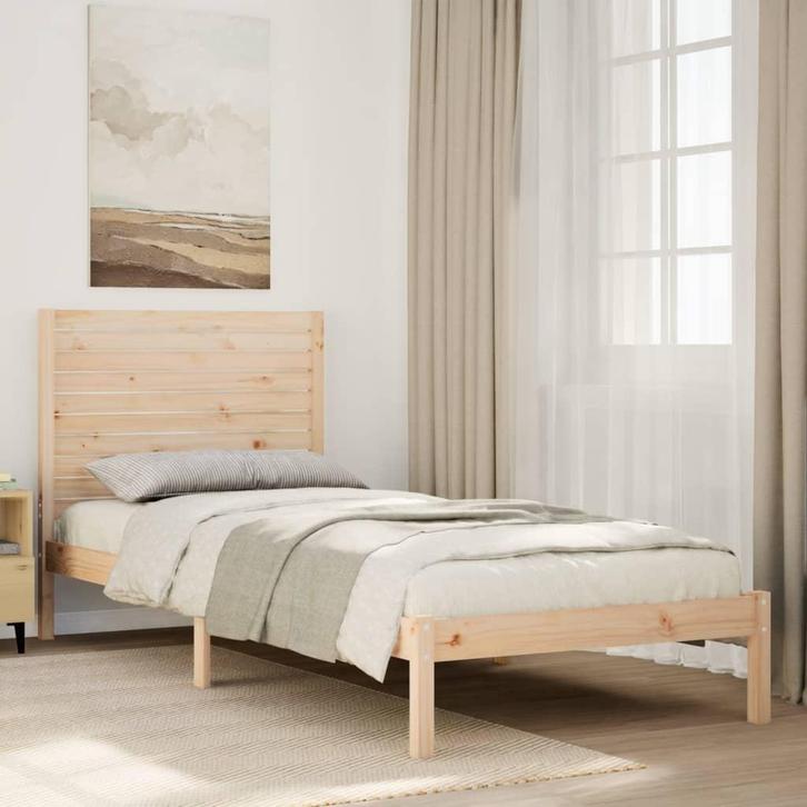 vidaXL Bedframe extra lang zonder matras massief hout 90x210, Huis en Inrichting, Slaapkamer | Bedden, Bruin, Nieuw, Hout, Eenpersoons