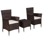 vidaXL 3-delige Bistroset poly rattan bruin, Verzenden, Nieuw, Rotan, 3 zitplaatsen