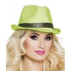 Groene trilby hoed met gouden band - Feesthoeden overig, Nieuw, Verzenden