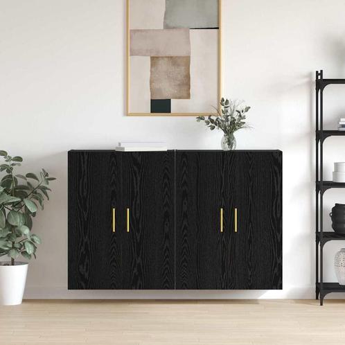 vidaXL Wandgemonteerde Kasten 2 pcs Zwart eiken 69.5 x 34 x, Huis en Inrichting, Kasten | Buffetkasten, Nieuw, Minder dan 50 cm