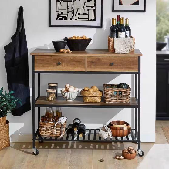 Industriële Keukentrolley met Lades en Planken – 93 cm, Huis en Inrichting, Keuken | Keukenelementen, Nieuw, Verzenden