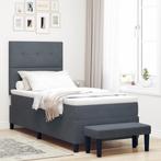 vidaXL Boxspring Bed met Matras & Bank Donkergrijs 100x200, Huis en Inrichting, Slaapkamer | Bedden, 100 cm, Eenpersoons, Verzenden