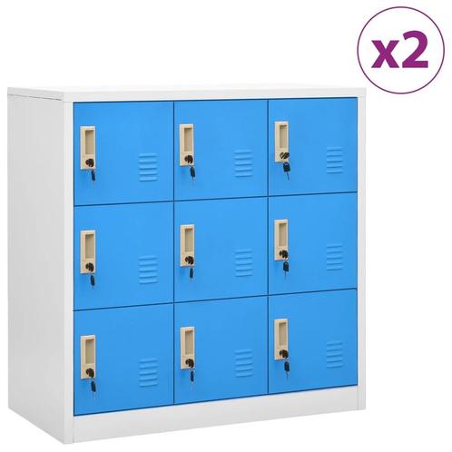 Lockerkasten 2 st 90x45x92,5 cm staal lichtgrijs en blauw, Huis en Inrichting, Kasten | Overige, Nieuw, Verzenden
