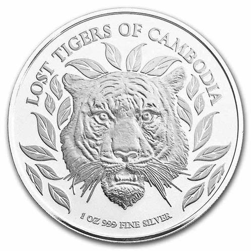 Cambodia - Lost Tigers - Indo-Chinese Tigers - 1 oz 2022, Postzegels en Munten, Munten | Azië, Oost-Azië, Losse munt, Zilver, Verzenden