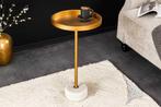 Ronde bijzettafel TRAYFUL 60cm goud ijzer wit marmeren voet, Huis en Inrichting, Tafels | Sidetables, Ophalen of Verzenden, Nieuw