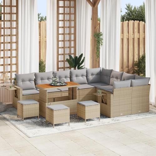 vidaXL 13-delige loungeset voor buiten met beige kussens van, Tuin en Terras, Tuinsets en Loungesets, Loungeset, Nieuw, Verzenden