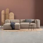 *WOONWINKEL* Beige Rib Bank Met Chaise Longue Links, Huis en Inrichting, Banken | Bankstellen, Verzenden, Nieuw