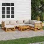 vidaXL 8-delige Loungeset met lichtgrijze kussens massief, Verzenden, Nieuw, Hardhout, Loungeset