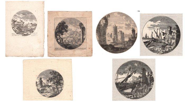Gabriel Perelle (1604-1677) - Sei acqueforti in tondo dalla, Antiek en Kunst, Antiek | Overige Antiek