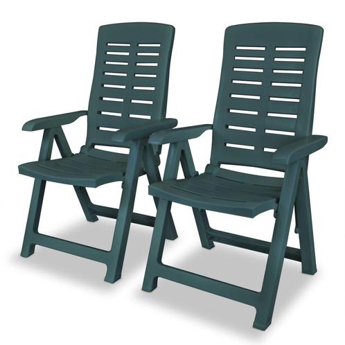 vidaXL Tuinstoelen 2 st verstelbaar kunststof groen, Tuin en Terras, Tuinstoelen, Nieuw, Kunststof, Verzenden
