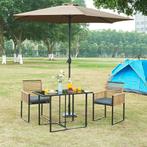 Tuinset Accadia 3-delig glazen tafel met 2 stoelen zwart bru, Tuin en Terras, Tuinsets en Loungesets, Verzenden, Nieuw