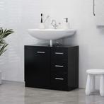 vidaXL Wastafelkast 63x30x54 cm bewerkt hout zwart, Huis en Inrichting, Verzenden, Nieuw, Minder dan 100 cm