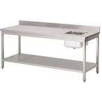 RVS cheftafel met spoelbak rechts en spatrand | 5 formaten, Zakelijke goederen, Horeca | Meubilair en Inrichting, Verzenden, Nieuw in verpakking