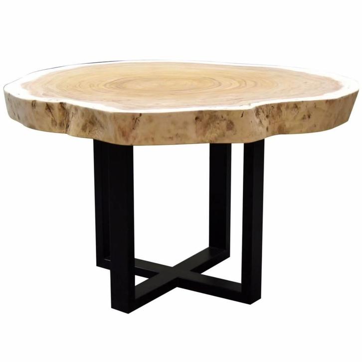 Boomstamtafel 80xH75 cm rond roestvrij stalen poten -, Tuin en Terras, Tuintafels, Nieuw, Ophalen of Verzenden