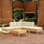 vidaXL 6-delige Loungeset met crèmekleurige kussens, Verzenden, Nieuw, 6 zitplaatsen, Loungeset